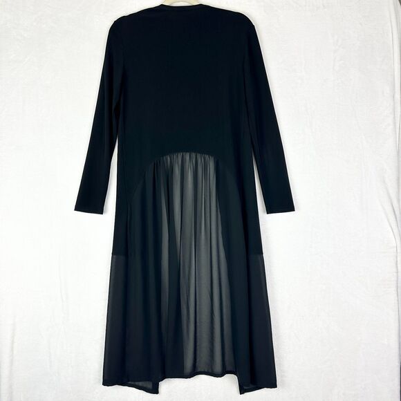 Joseph Ribkoff LDS Cover Up Cardigan Duster Size 4 Black Longline Minimalist - Picture 2 of 6